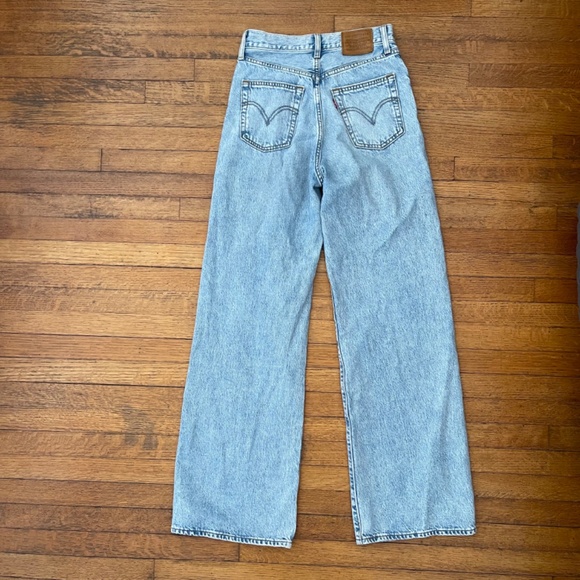 Levi's Ribcage Premium Wide Leg Blue Jeans - Picture 3 of 11